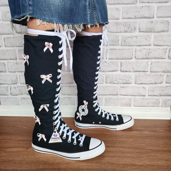 ⭐Converse Chuck Taylor XXHi Bows & Studs 7.5 Women Boots Sneaker Black A17684C - Picture 3 of 11